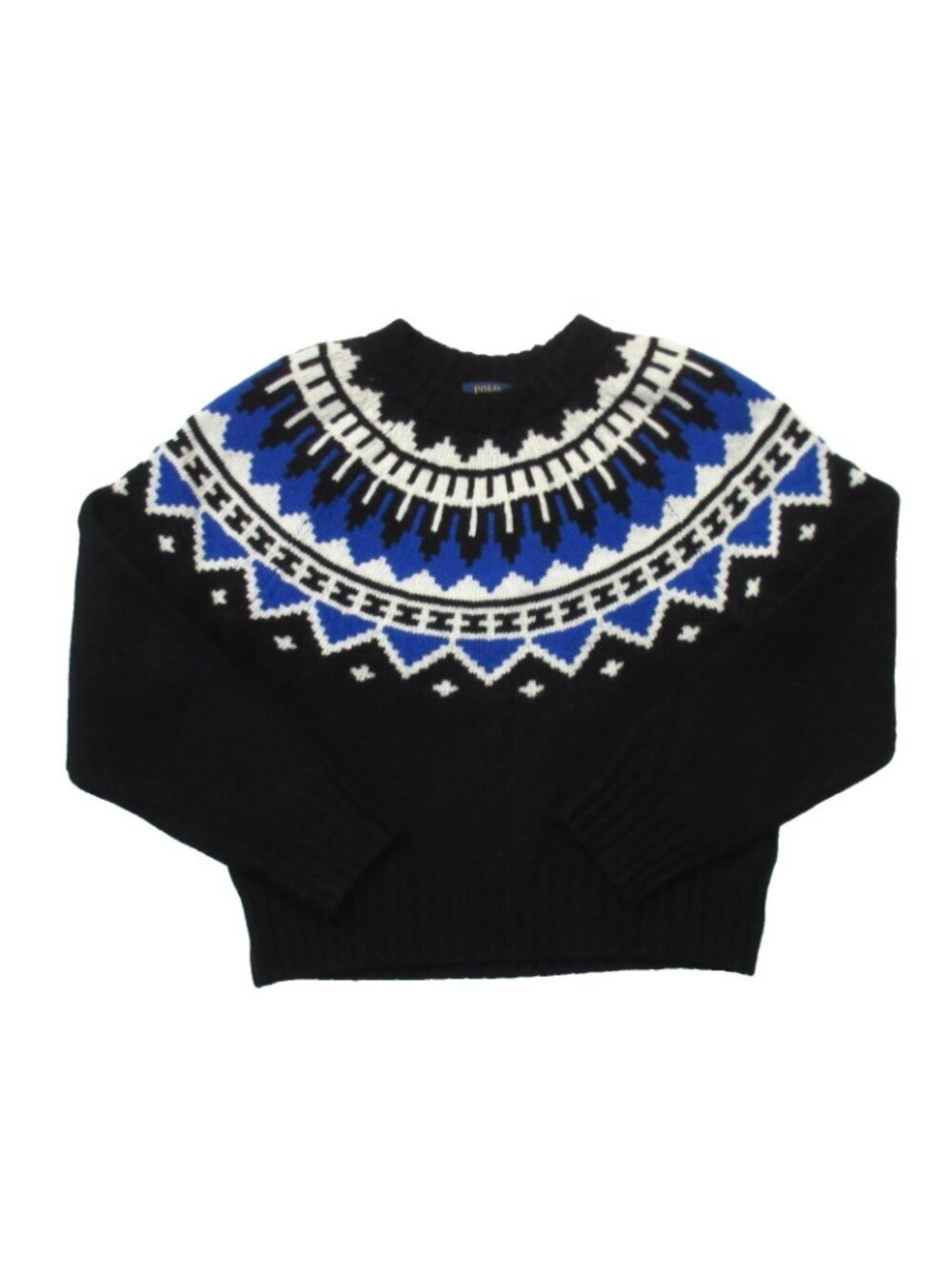 NWT Polo Ralph Lauren Women's Fair Isle Wool-Cashmere Sweater in Black Blue XS - Picture 3 of 10